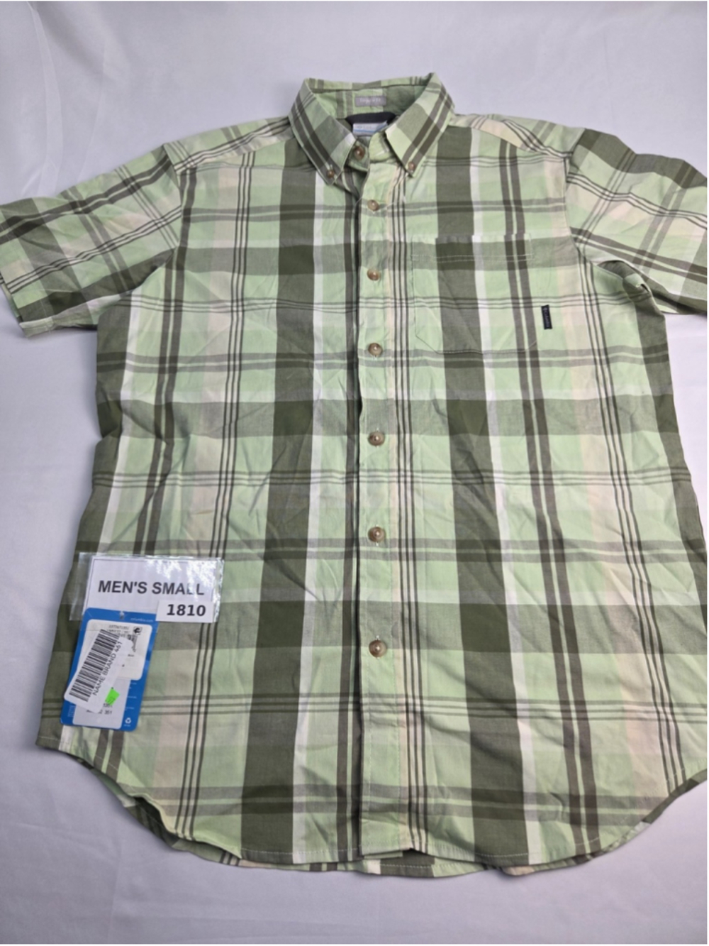 Columbia Men’s Silver Ridge Plaid Short Sleeve Shirt Green Small NWT #1810